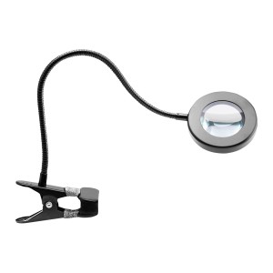 LAMPKA LUPA LED SNAKE RING NA BIURKO CZARNA