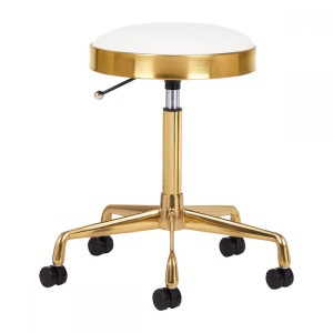 Taboret kosmetyczny H7 złoty biały